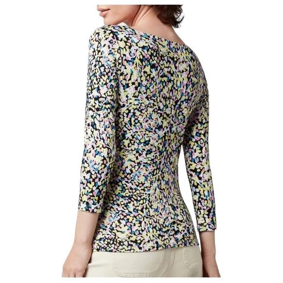 TED BAKER Normma abstract print stretch woven 3/4 sleeve Top - Picture 5 of 11